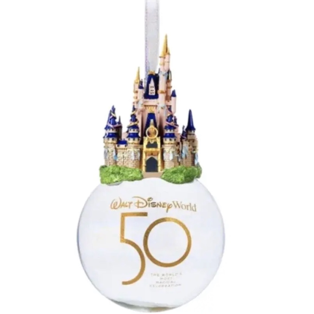 NWT Walt Disney World WDW 50th Anniversary Castle Glass Globe Ornament